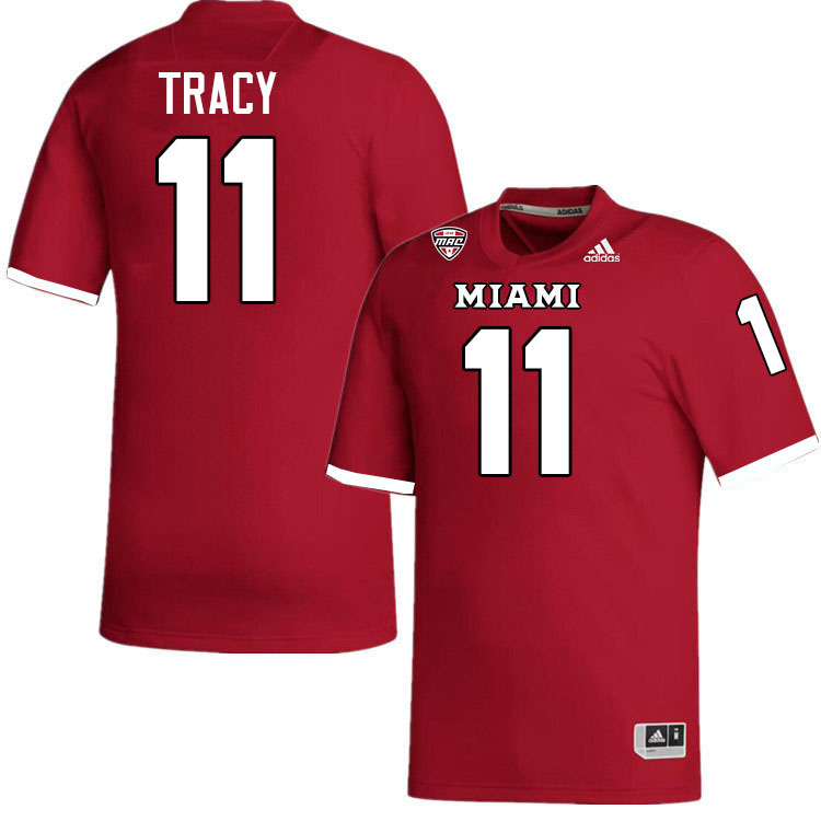 Miami University Redhawks #11 Javon Tracy College Football Jerseys Stitched-Red